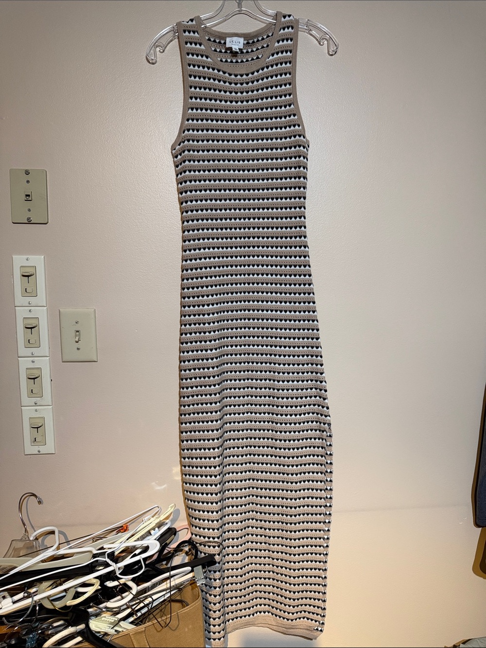 Le Lis Striped Knit Tank Dress - Black & Tan